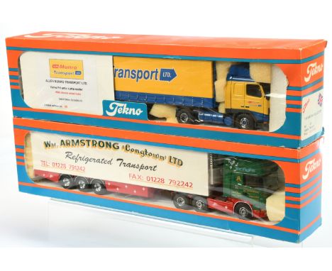 Tekno 1/50th scale Trucks Pair (1) #65 Volvo FH Curtainside Truck "Allen Munro Transport LTD" 48/50 (2) #80 Scania Refridgera