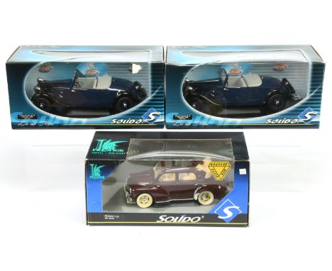 Solido 1:18th Scale group to include (1) #8048 Renault 4 CV; (2) 2x #8178 1938 Citroen Traction AV II Cabriolet - Near Mint t