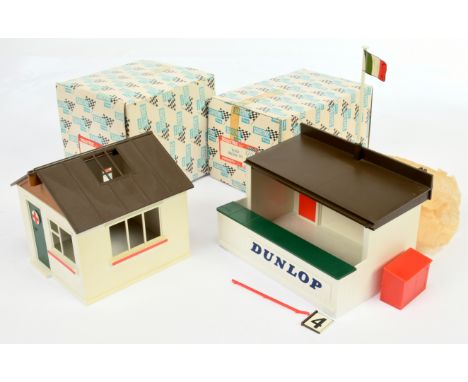 Scalextric Vintage pair of plastic buildings (1) A202 Racing Pit - set contains cupboard &amp; flag (2) A211 First Aid Hut wi