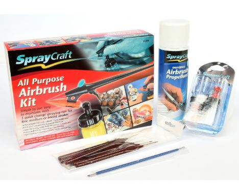 Model Making Accessory Tools comprising Spraycraft Airbrush Kit, paint jars, paintbrush kit, loose Aerosols - generally appea