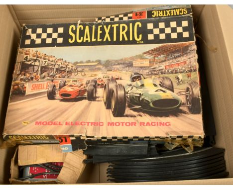 Scalextric group including Set 31 Model Electric Motor Racing - loose track, cars, controllers &amp; accessories; 2 x C265 bo