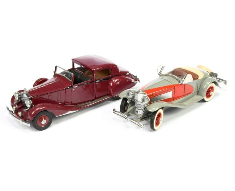 Danbury Mint 1:24 scale pair (1) 1935 SSJ Duesenberg&nbsp; - grey,&nbsp; red (2) 1938 Rolls Royce - maroon - Fair to Good som