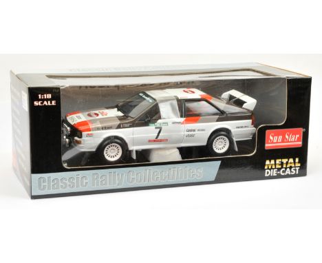 Sun Star 1/18th scale 4189 Audi Quattro Rally -&nbsp; M. Mouton/F. Ponz 1982 Potugal Rally - Mint in Excellent Plus Window bo