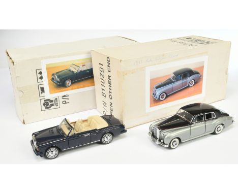 Franklin Mint 1/24th scale pair (1) B11UZ91 1955 Rolls Royce Silver Cloud - two-tone dark blue/grey, light grey interior and 