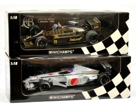 Minichamps/Paul's Model Art 1/18 scale pair (1) 100010010 BAR Honda 03 - J. Villeneuve; (2) 180860011 Lotus Renault 98T 1986 