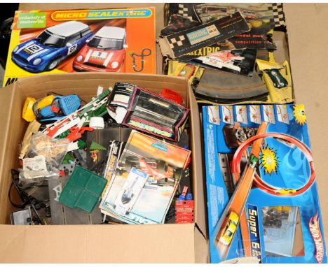 Scalextric and similar, a mixed group of Sets, Cars, Track, Accessories, Figures and others similar. Not checked for completi
