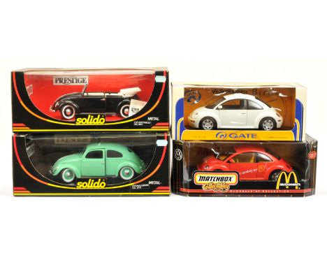 Volkswagen VW Beetle 1/18th scale group (1) Solido 8016 Berline - mint green (2) Convertible - black (3) Matchbox Collectible