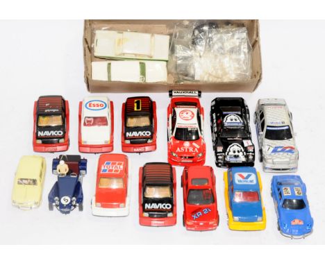 Scalextric and similar, a mixed unboxed group of Sports Cars and similar. Not checked for correctness. Conditions generally a