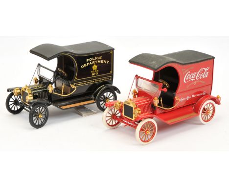 Franklin Mint 1/24th scale pair (1) B11YK73 Ford Model T "Coca Cola" Van - marks to roof (2) B11XJ02 1920s Police Van - loose