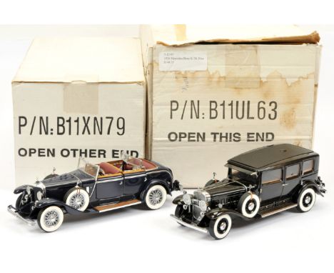 Franklin Mint 1/24th scale pair (1) #B11XE83 1930 Cadillac Imperial Sedan V16; (2) #B11UL63 1926 Mercedes Model K Tourer. Bot