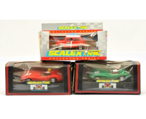 Scalextric group (1).C288 Aston Martin DBR&nbsp; green, racing number 23; 1/300&nbsp; (2) C289 - red, racing number 4, 1/300 