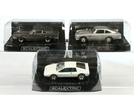 Scalextric 007 James Bond group (1) C4229 Lotus Esprt S1 "The Spy Who Loved Me" (2) C4202 Aston Martin V8 "No Time To Die" - 