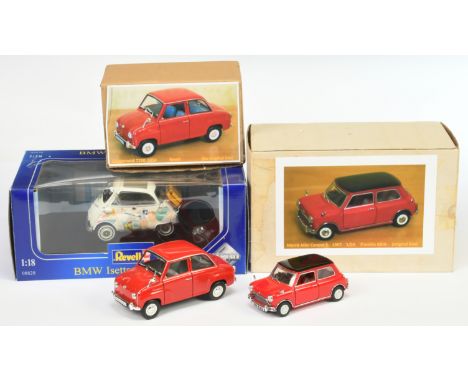 Mixed 1/18th &amp; 1/24th scale group (1) Franklin Mint B11WS08 1967 Morris Mini Cooper S - red, black gloss roof, two-tone r
