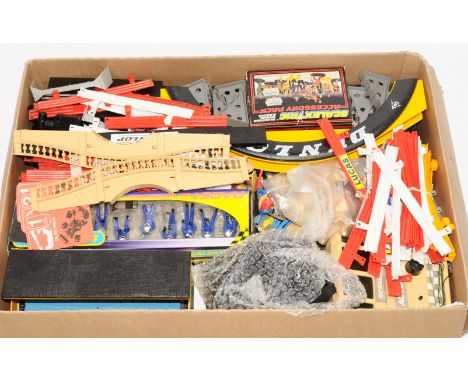 Scalextric, a mixed group of Accessories, Parts, Figures and others similar. Not checked for correctness. Conditions generall