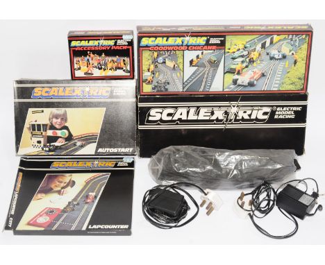 Scalextric, a mixed mainly boxed group of Track Accessories and similar, to include, 'Goodwood Chicane', AutoStart, Lap-count