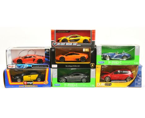 1/24 scale mixed car group to include (1) NEX Models - 1965 Shelby Cobra 427 SC; (2) Rastar - Lamborghini Murcielago LP 670-4