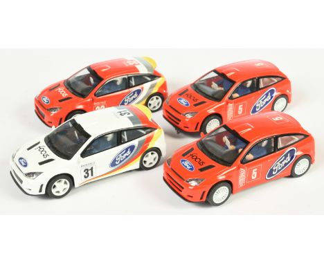 Scalextric loose Ford Focus WRC group (1) red racing number 32 (2) white number 31 (3) red number 5 (4) similar - Fair to Exc