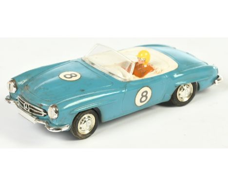 Scalextric C75 Mercedes 190SL - blue, driver figure, racing number 8 - Good may improve with cleaning Unboxed.