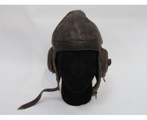 A WWII British Air Ministry leather flying helmet by Frank Bryan Ltd model 22C-65, dated 1939