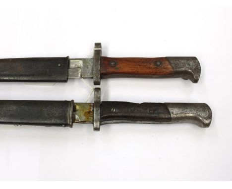 Two Austrian Mannlicher bayonets, maker CE WG, with scabbard