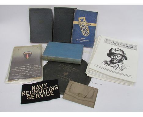 A quantity of US WWII and post-war volumes including Watch Officer's Guide 1941, Blue Jackets Manual 1940, and a Recruiting S