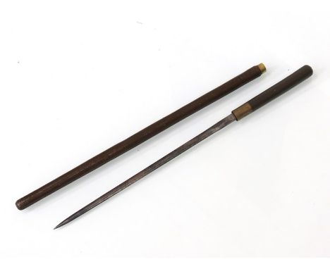 An Edwardian John Clements of London officer's sword swagger stick, leather bound sheath and painted handle 