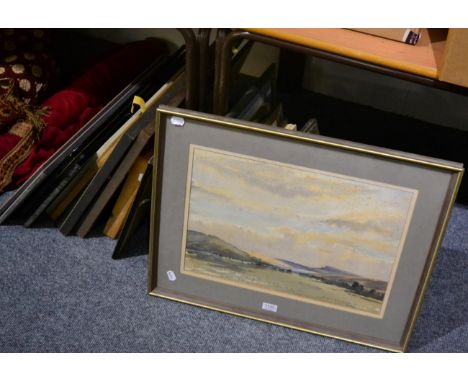 A quantity of watercolours and prints various scenes including rural, architectural and botanical, all framed 