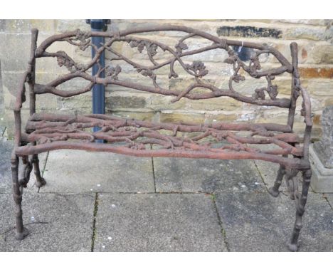 A Victorian cast iron bench of naturalistic style in the Colebrookdale taste 