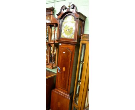 A mahogany inlaid eight day longcase clock