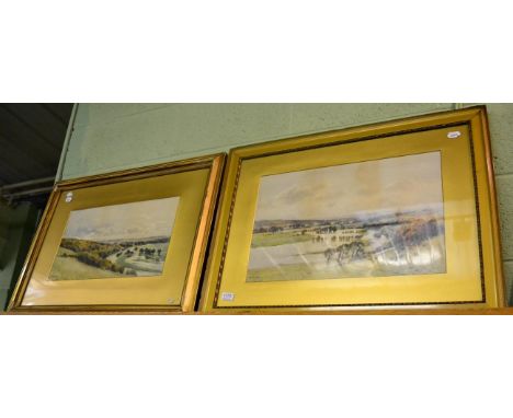 R. Hamilton Chapman (fl1881-1903), Two views from Streatley Hill of Thames flooding, watercolours, signed and dated 1904 & 19