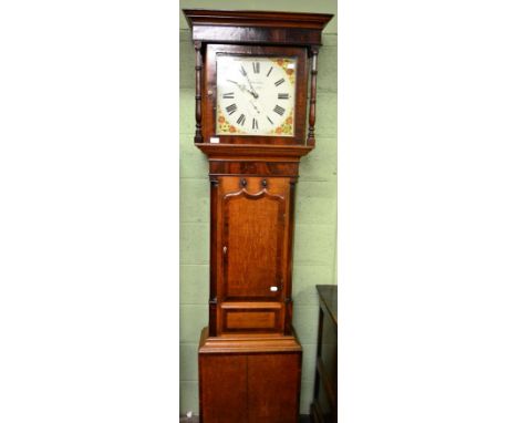 W Scales of Kendal oak and mahogany thirty hour longcase clock