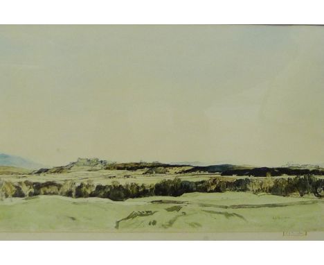D.Y. Cameron  Coloured print - 'Stirling Castle', signed in pencil, in  glazed ebonised frame, 45 x 29cm 