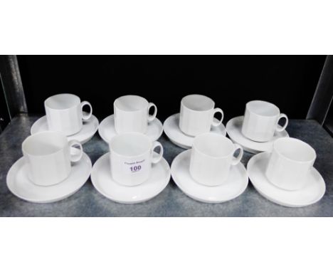 Tapio Wirkkala for Rosenthal studio line white glazed coffee cups and saucers, comprising eight cups and eight saucers, (16)