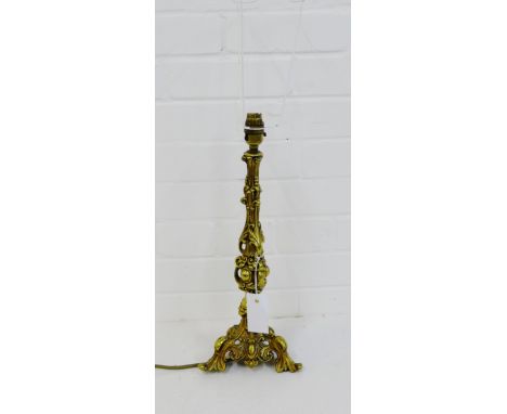 A brass table lamp base