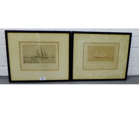 Brossard 'Homeward Bound off Beachy Head' Engraved print, together with another, 24 x 18cm, (2) 