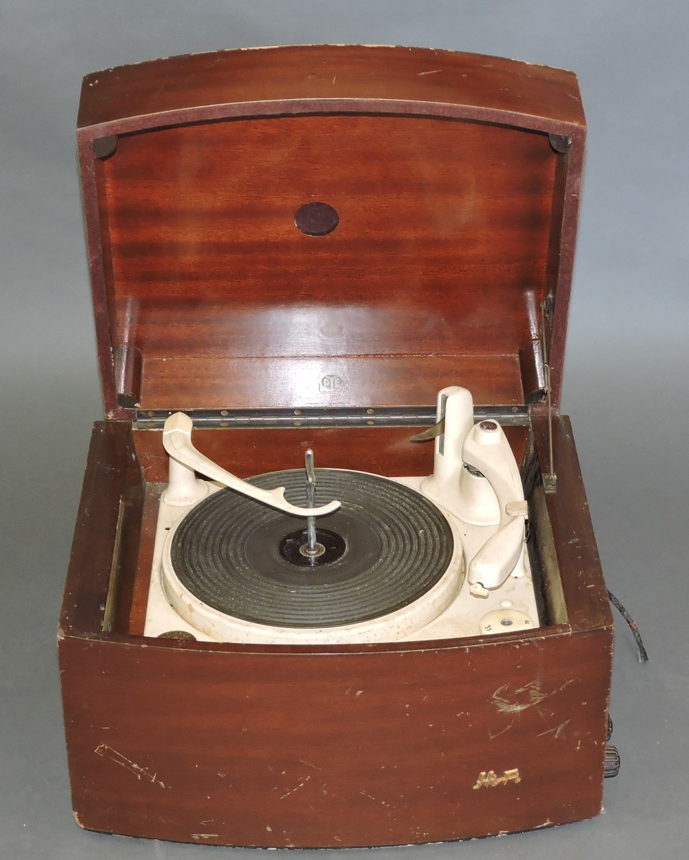 A 1950s Pye Hi Fi Record Player With Monarch Turntable In A Mahogany   Original 