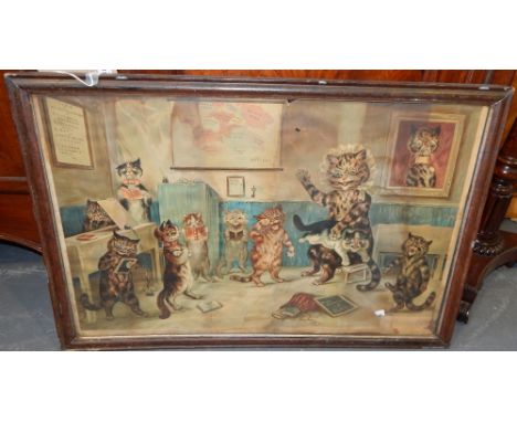Louis Wain, "The Naughty Puss" colour print, 47 x 72cm