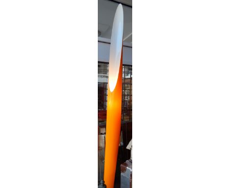 An Italian 1970's orange and white acrylic floor lamp, of truncated cylindrical form, H. 247cm