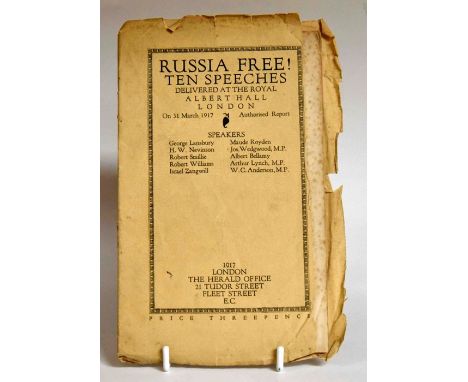 Scarce Political Ephemera / Printing History / Russian Revolution Interest. Meynell, Francis (forerunner to Nonesuch Press). 