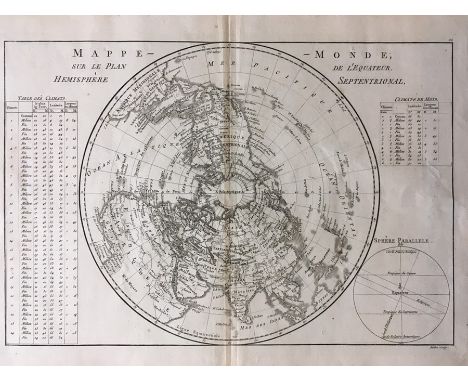 Collection of antique maps, comprising: Mappe Monde, map of the northern hemisphere, by Rigobert Bonne (1727-1794), copper en