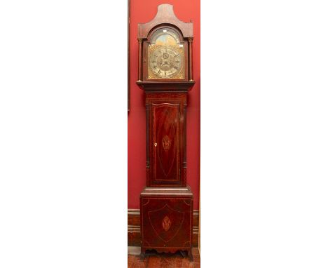 A George III eight day mahogany longcase clock, the silvered chapter dial inscribed 'Charles Gretton, London', the dial with 