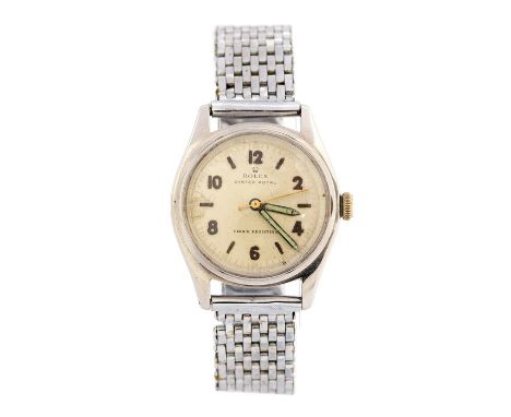 Rolex, a circa 1940's/50's steel Rolex Oyster Royal Shock Resisting wristwatch, 3cm circular dial, illuminous hands, Rolex Oy