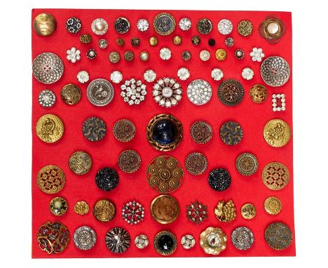 A fine collection ofmid19th Century and 20th Century metal buttons including cut steel silvered,gilt, copper, enamel and diam