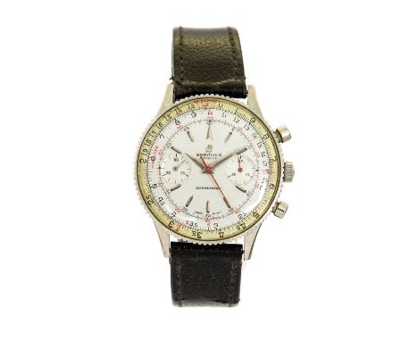 Breitling, A 1960'S Breitling steel chronomat chronograph wristwatch, 3.5 circular silvered dial with two subsidiary dials, r