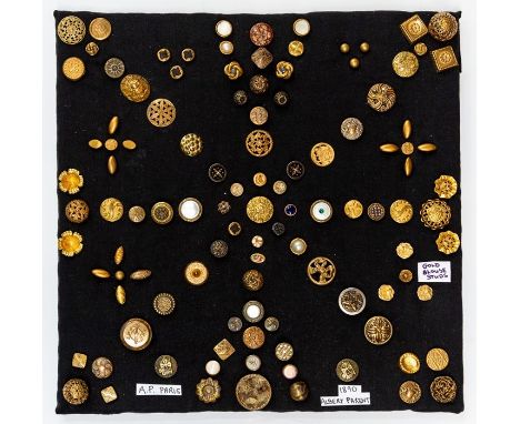 A fine collection of mid19th and early 20th Century buttons and Studs including gilt metal, gold , enamelledand mother-of-pea