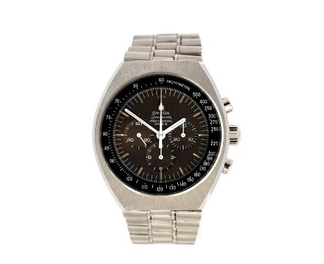 Omega, a 1960's steel Omega Speedmaster Professional Mk II chronograph wristwatch, 4cm circular gun metal grey dial with a bl