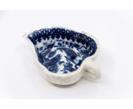 A Caughley small blue & white butter boat, Fisherman pattern, date circa 1780, size 5cm x 6cm diam' approx.Provenance: The La