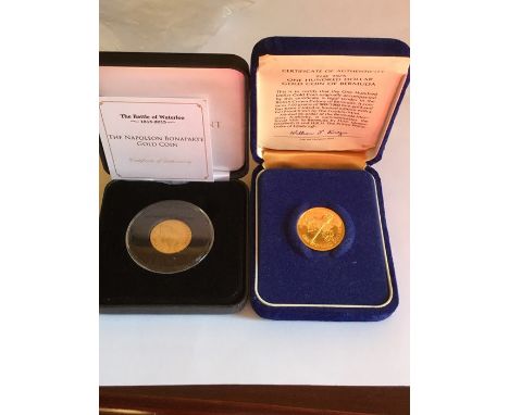 Jubilee Mint, The Napoleon Bonaparte Gold Coin, 1811 Twenty Francs, presentation box with certificate; together with Franklin