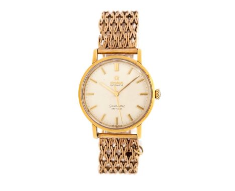 Omega, a circa 1960's 18ct gold Omega Automatic Seamaster De Ville wristwatch, 3.5cm circular silvered dial, baton numerals, 