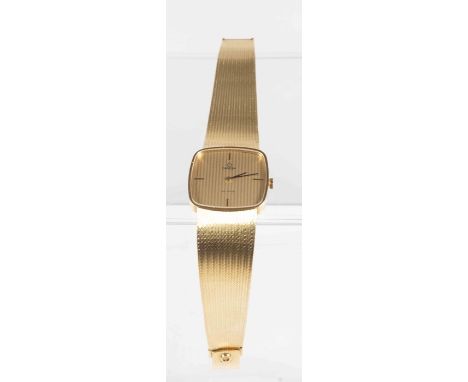 An Omega De Ville 18ct gold gentleman's bracelet watch,&nbsp;c.1969/70, manual 17 jewel Omega 620 movement, four gold baton s